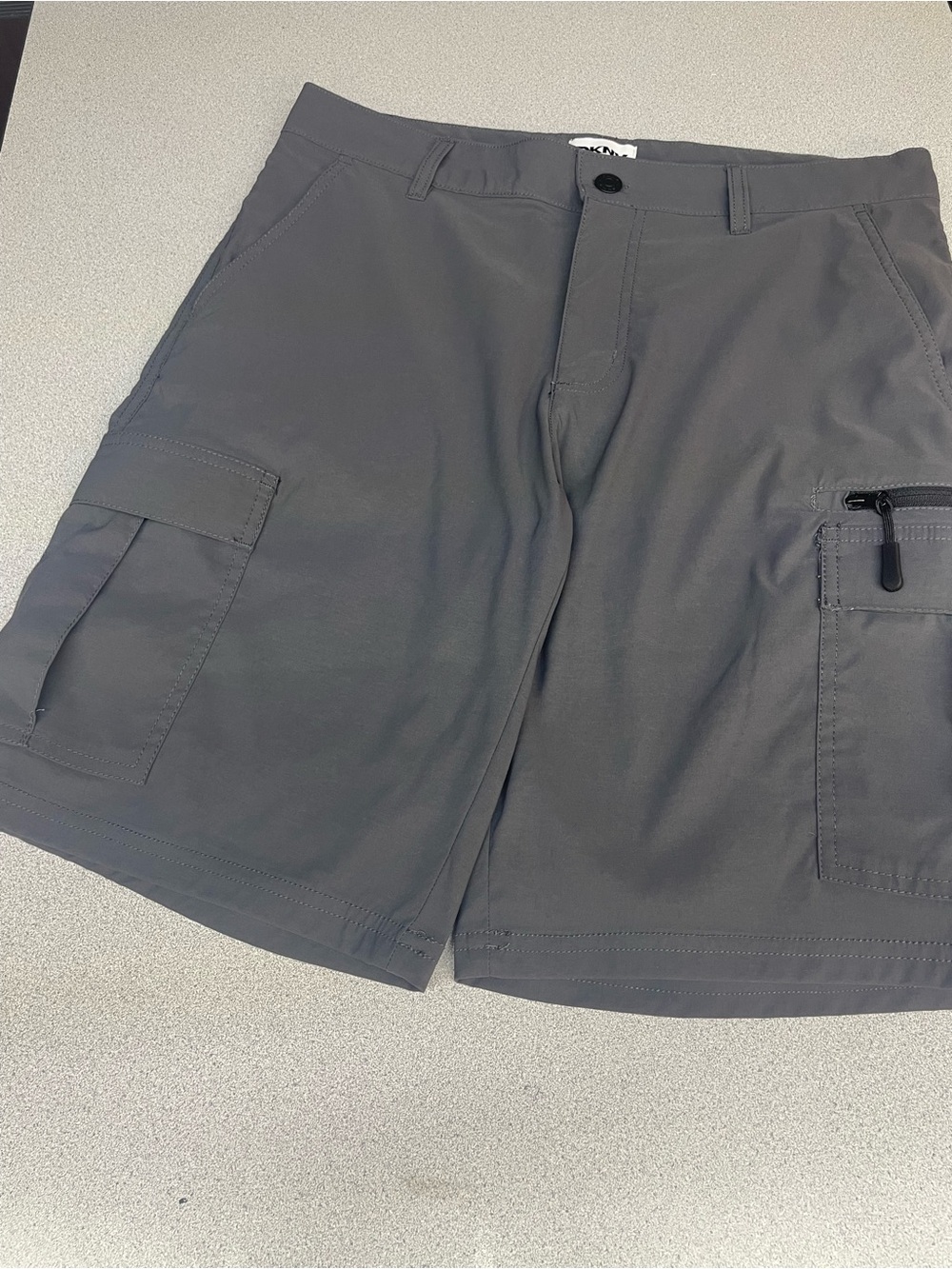 DKNY Men's Gray Cargo Shorts with Zip Pocket